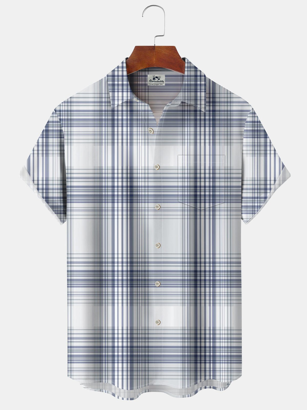 Alohadaddy® Vintage Plaid Print Pocket Elastic Button Men&