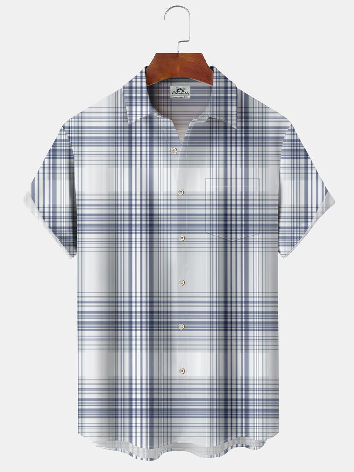 Alohadaddy® Vintage Plaid Print Pocket Elastic Button Men&