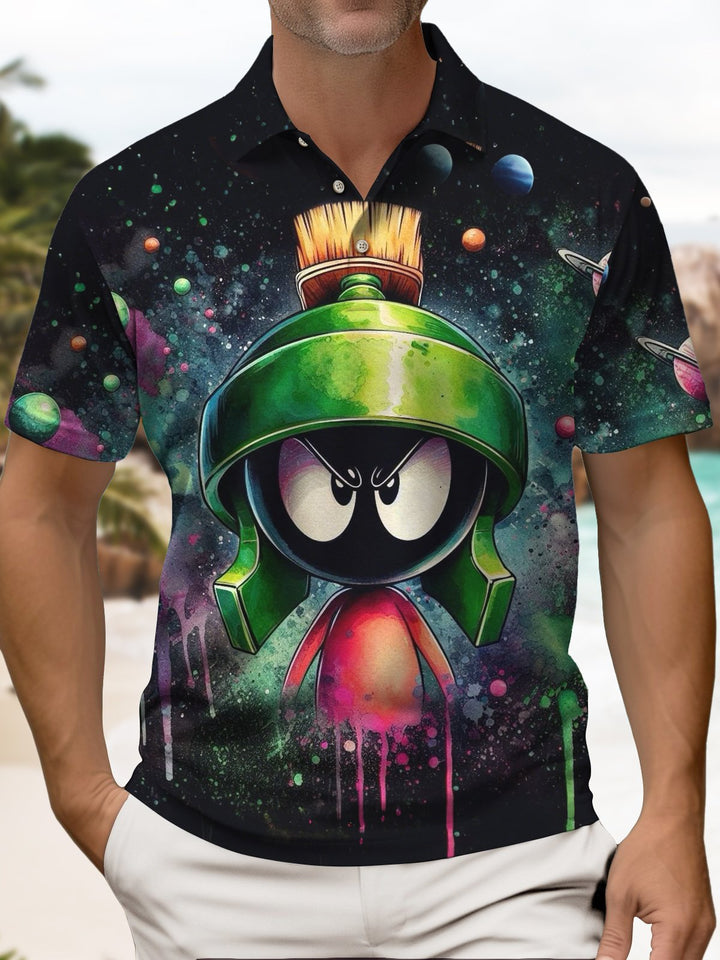 Alohadaddy® Retro Cartoon Print Button Stretch Men&