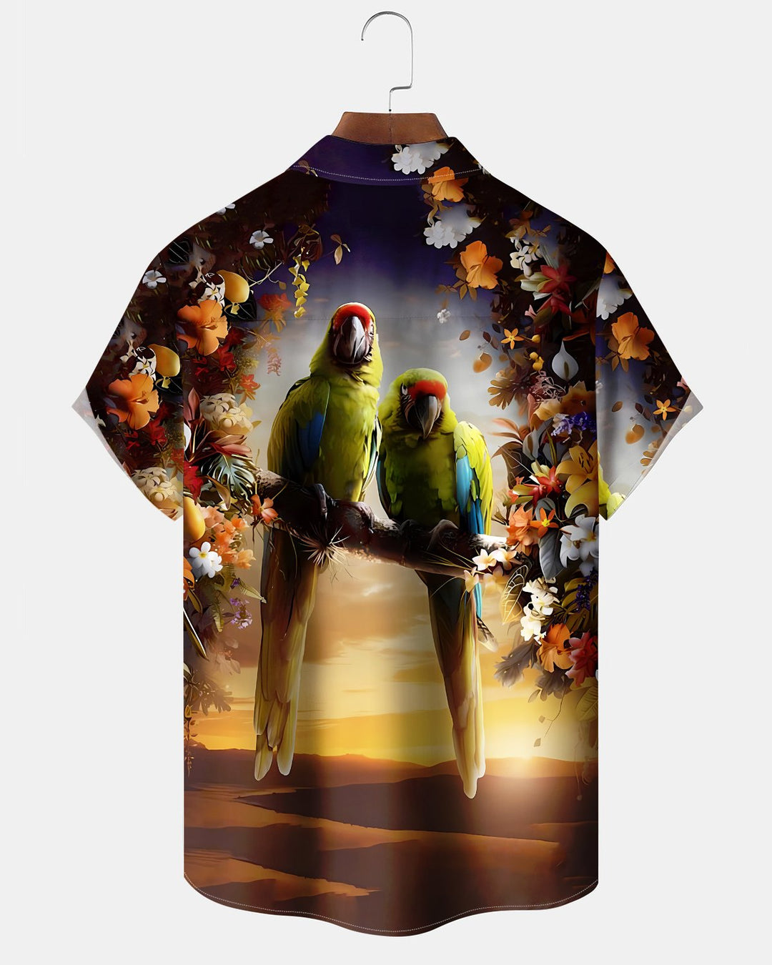 Alohadaddy® Casual Parrot Print Short Sleeve Shirt for Men Big &amp; Tall