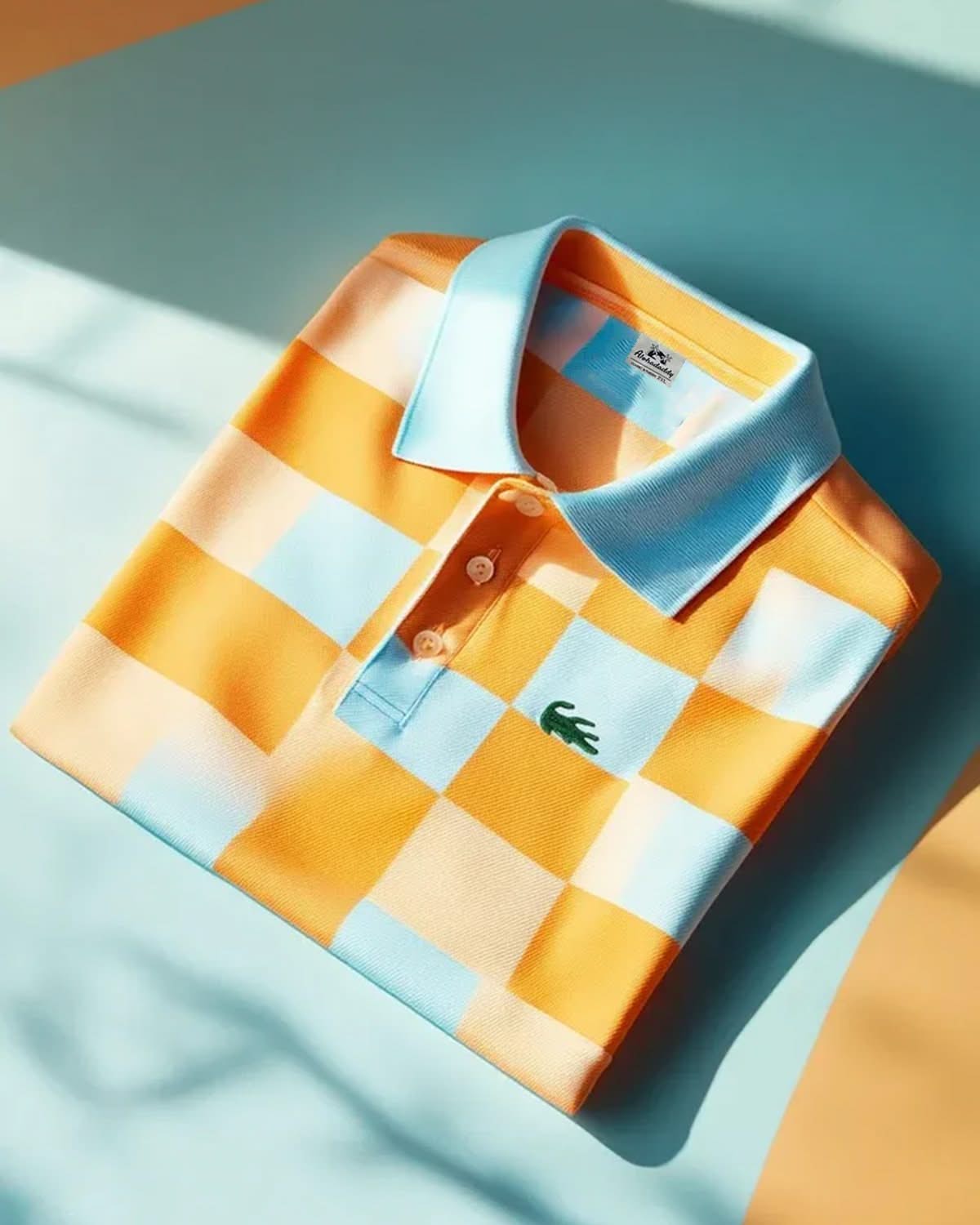 Alohadaddy® Business Plaid Logo Print Art Elastic Button Men's Short Sleeve Polo Shirt Big & Tall