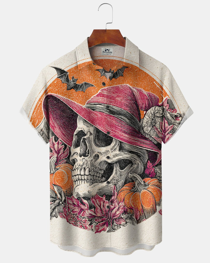 Alohadaddy® Halloween Skull and Pumpkin Print Men&