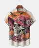 Alohadaddy® Halloween Skull and Pumpkin Print Men's Short-Sleeve Shirt