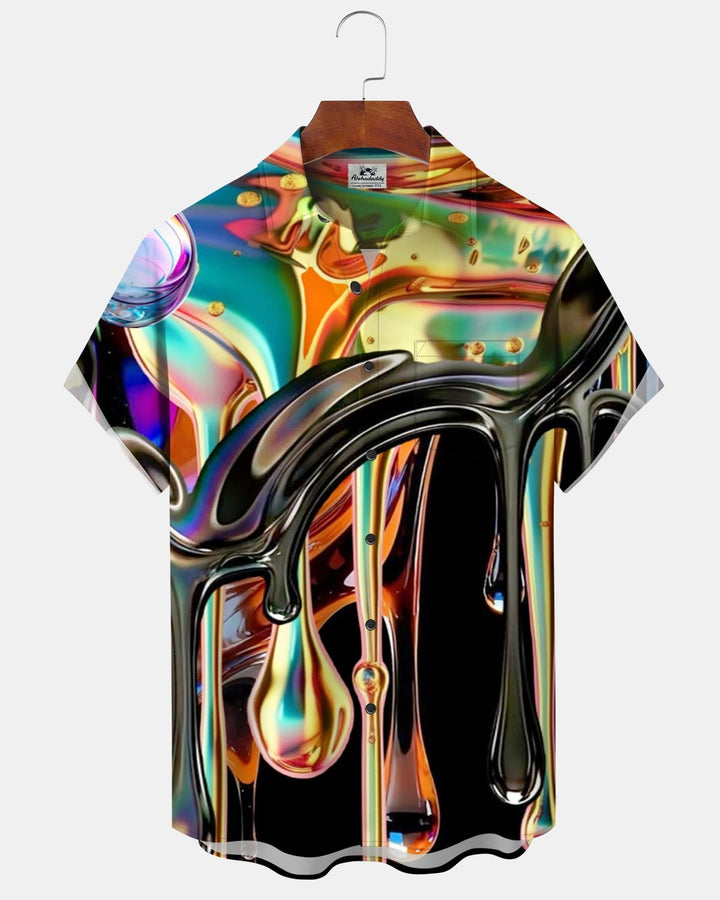 Alohadaddy® Casual Abstract Liquid Metal Print Men&