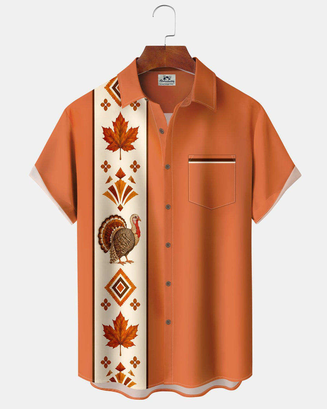 Alohadaddy® Holiday Retro Thanksgiving Turkey Maple Bowling Print Men&