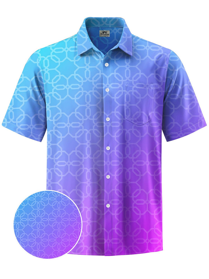 Alohadaddy® Casual Geometric Gradient Printed Chest Pocket Men&