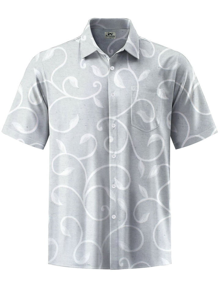 Alohadaddy® Casual Leaves Print Chest Pocket Men&