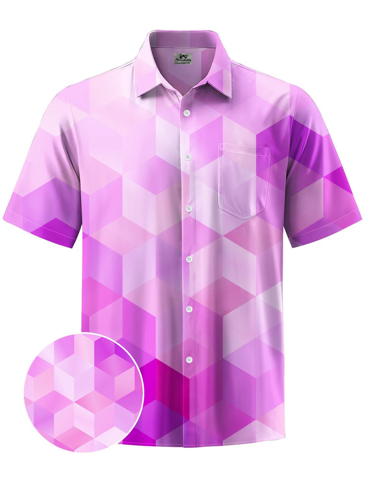 Alohadaddy® Casual Gradient Geometric Print Chest Pocket Men&