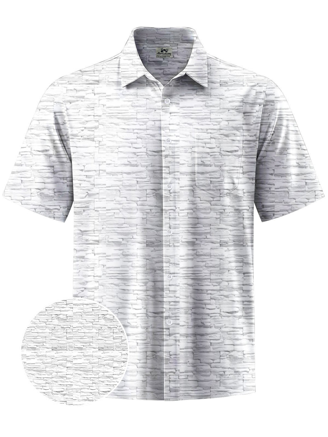 Alohadaddy® Casual Brick Art Print Chest Pocket Mens Short Sleeve Shirt Big &amp; Tall