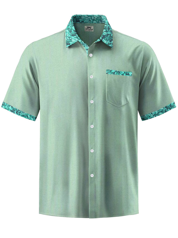Alohadaddy® Casual Contrast Floral Art Print Chest Pocket Mens Short Sleeve Shirt Big &amp; Tall