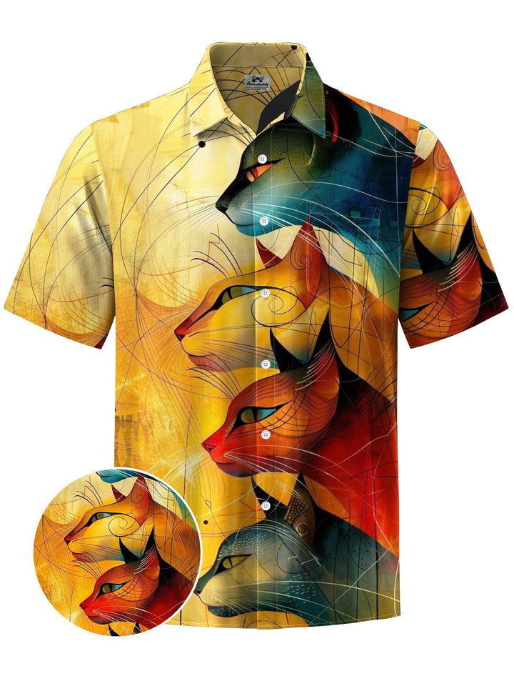 Alohadaddy® Vintage Cat Art Print Moisture Wicking Men&
