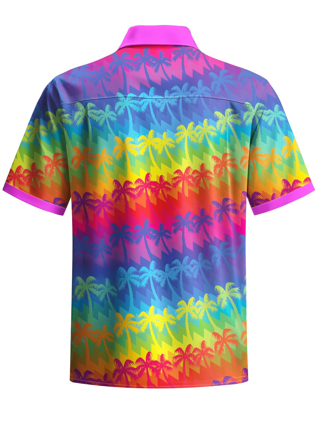Alohadaddy® Hawaii Palm Trees Gradient Contrast Art Print Chest Pocket Mens Short Sleeve Shirts Big &amp; Tall
