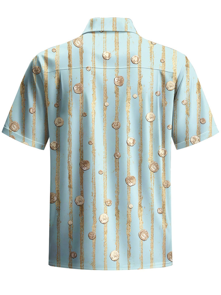 Alohadaddy® Casual Stripe Art Print Chest Pocket Men&