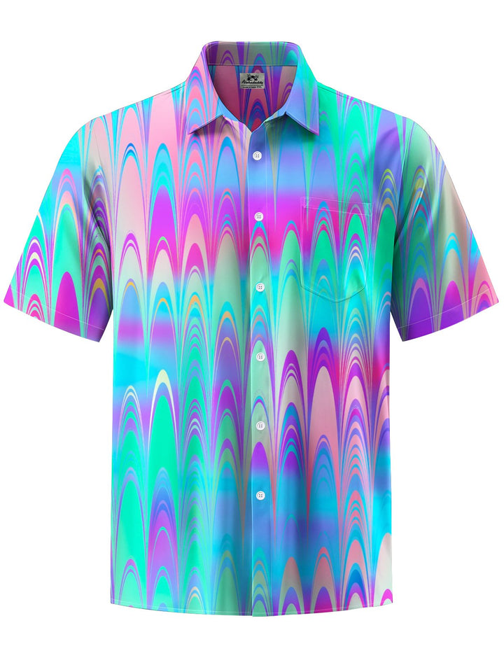Alohadaddy® Casual Abstract Texture Art Print Chest Pocket Men&