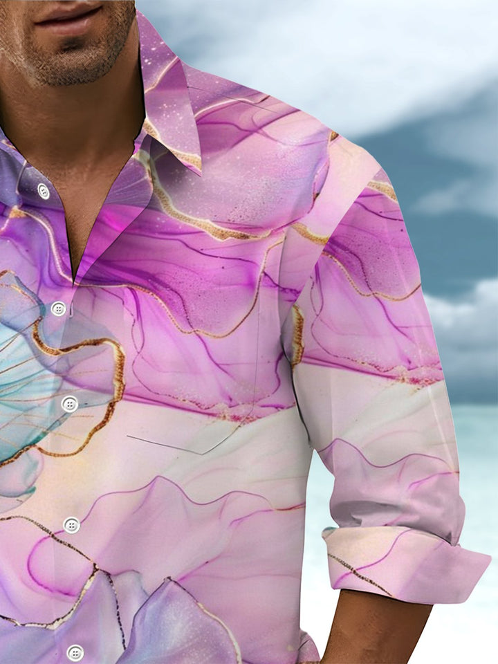 Alohadaddy® Hawaiian Floral Art Print Chest Pocket Men&