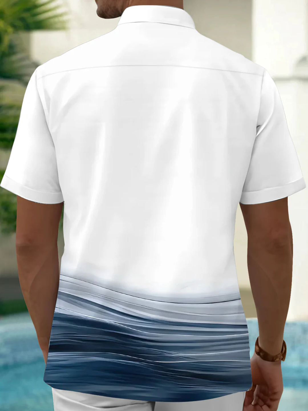 Alohadaddy® Casual Floral Gradient Art Print Chest Pocket Men&