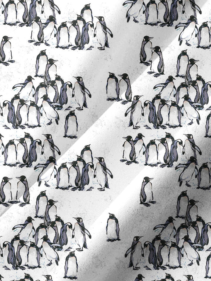 Alohadaddy® Casual Penguin Art Print Chest Pocket Stretch Men&