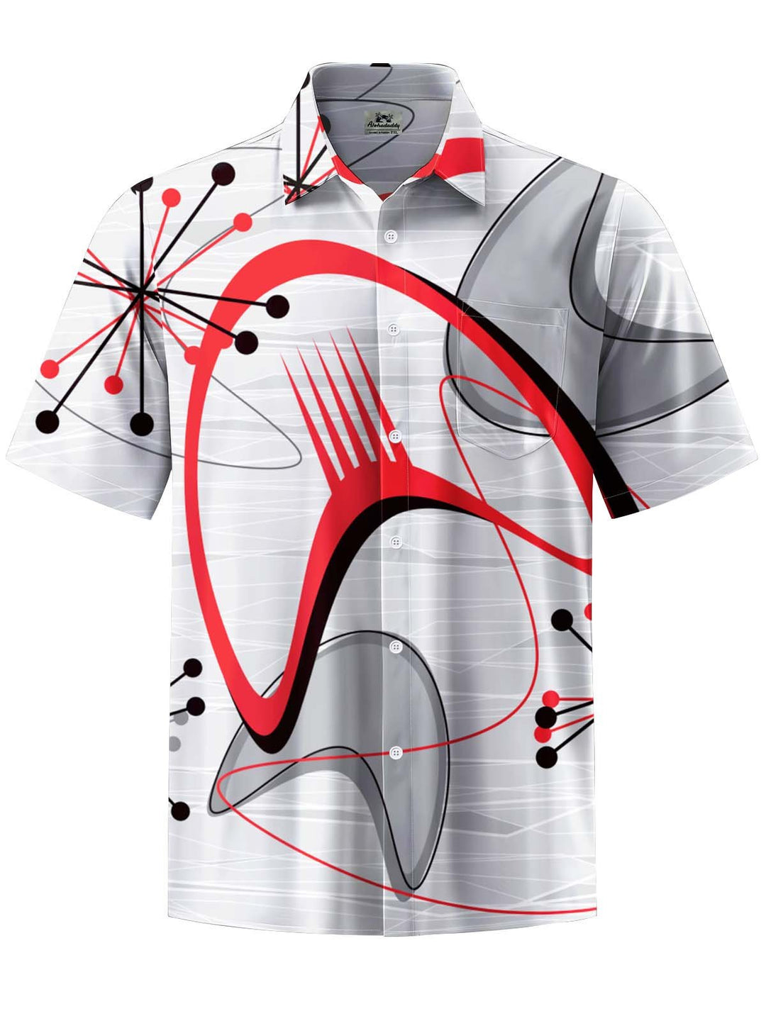 Alohadaddy® Casual Geometric Art Print Chest Pocket Stretch Men&