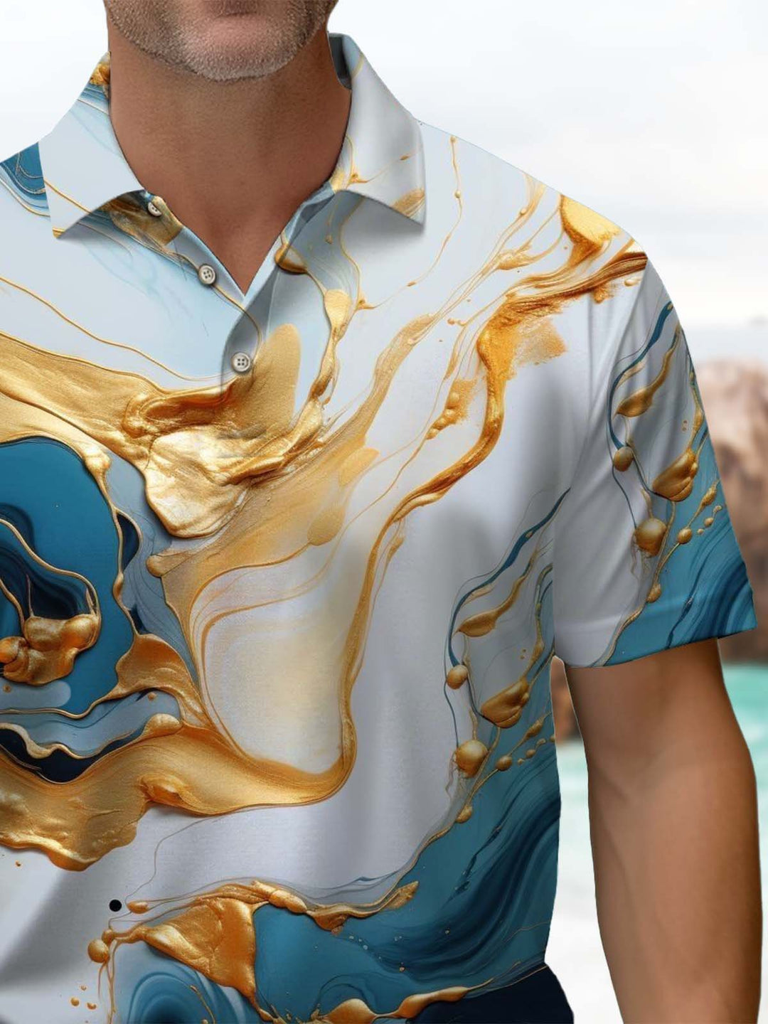 Alohadaddy® Casual Abstract Print Art Stretch Men&