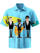 Alohadaddy® Vintage 1950s Mid-Atomic Age Geometric Cocktail Print Men's Button Pocket Short Sleeve Shirt Big & Tall