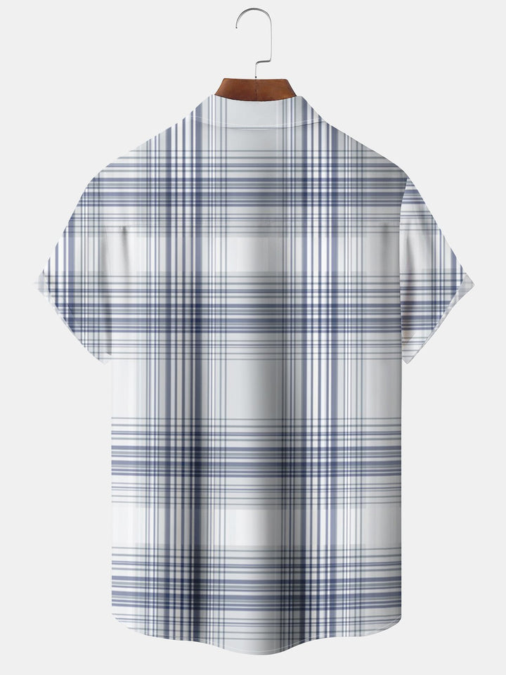Alohadaddy® Vintage Plaid Print Pocket Elastic Button Men&