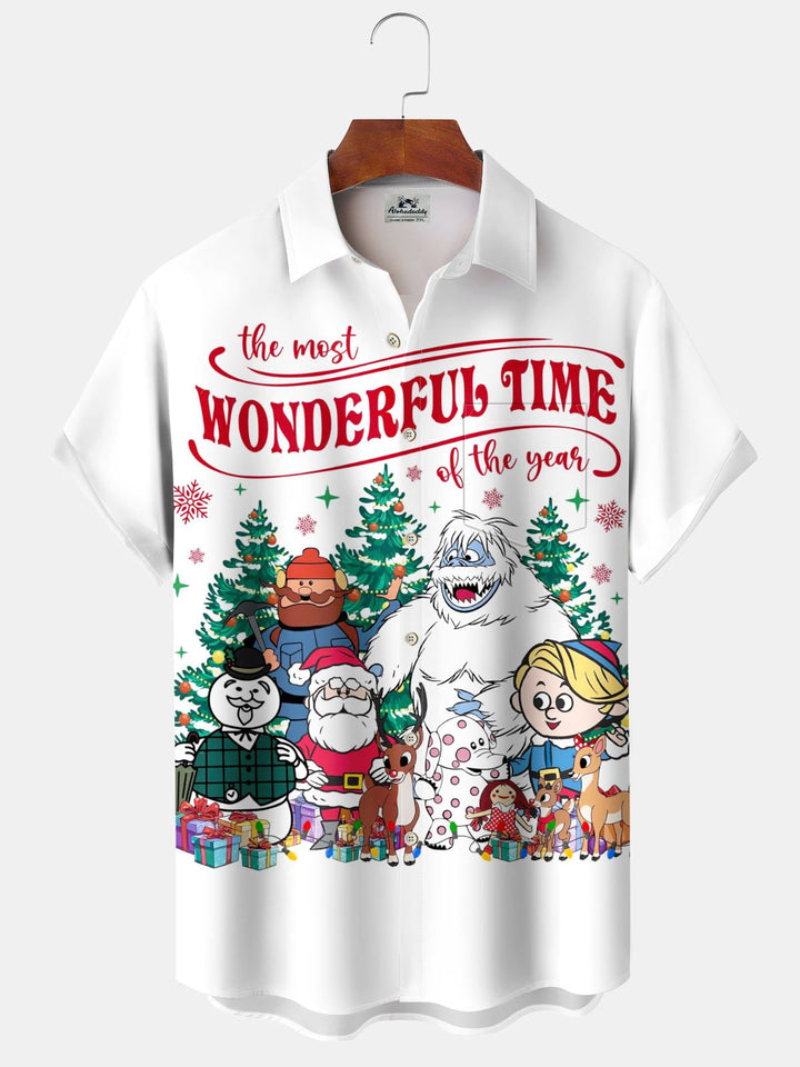 Alohadaddy® Christmas Retro Cartoon Christmas Tree Print Pocket Stretch Men&