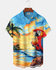 Alohadaddy® Hawaiian Parrot Vacation Print Art Pocket Button-Down Short-Sleeve Shirt for Men Big & Tall