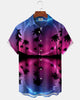 Alohadaddy® Hawaiian Palm Tree Print Art Button Cardigan Pocket Men's Short Sleeve Shirt Big & Tall