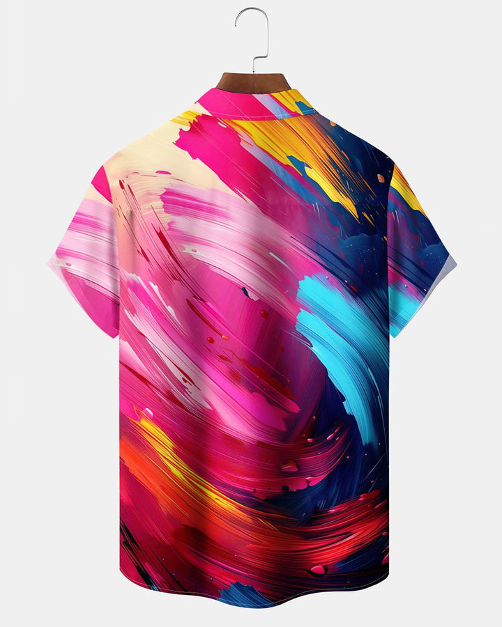 Alohadaddy® Casual Geometric Print Art Button Pocket Cardigan Men&