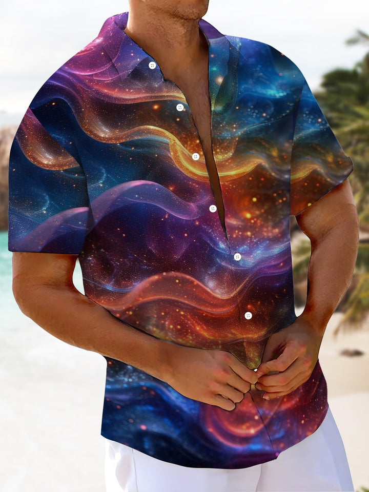 Alohadaddy® Casual Abstract Art Print Moisture Wicking Hawaiian Shirts Big &amp; Tall