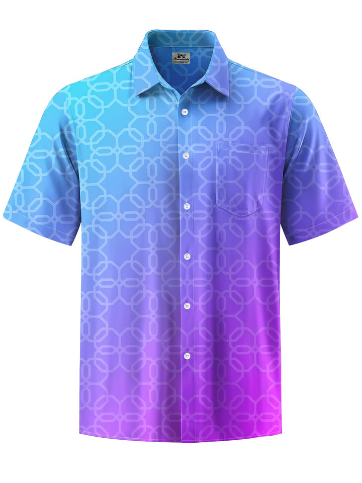 Alohadaddy® Casual Geometric Gradient Printed Chest Pocket Men&