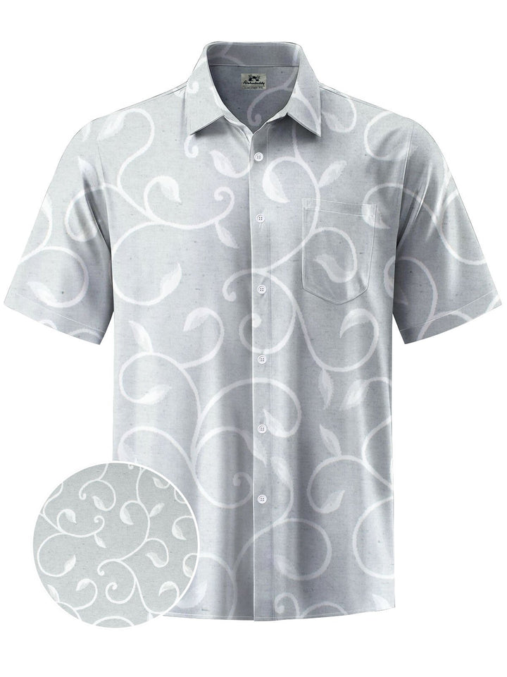Alohadaddy® Casual Leaves Print Chest Pocket Men&