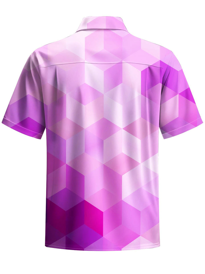 Alohadaddy® Casual Gradient Geometric Print Chest Pocket Men&