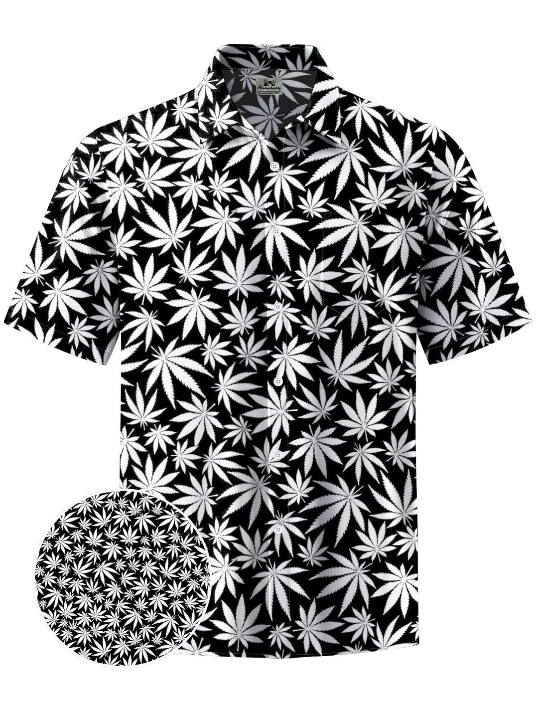 Alohadaddy® Hawaiian Marijuana Leaf Art Print Chest Pocket Mens Short Sleeve Shirts Big &amp; Tall