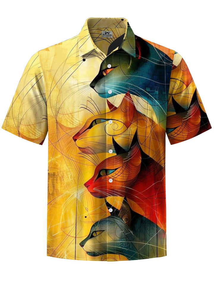 Alohadaddy® Vintage Cat Art Print Moisture Wicking Men&
