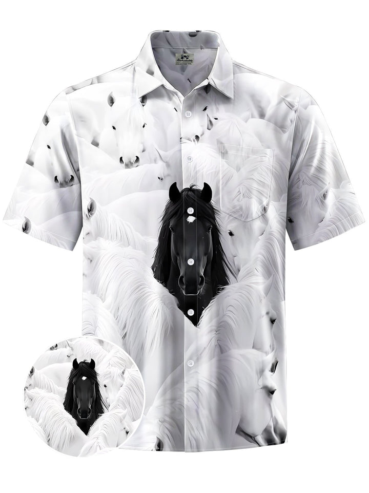Alohadaddy® Casual Horse Art Print Moisture Wicking Men&