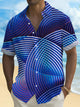 Alohadaddy® Casual Geometric Art Print Chest Pocket Men's Short Sleeve Shirt Big & Tall