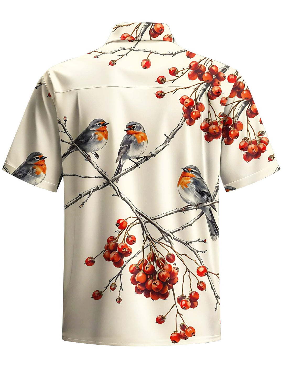 Alohadaddy® Vintage Bird Art Print Chest Pocket Mens Short Sleeve Shirt Big &amp; Tall