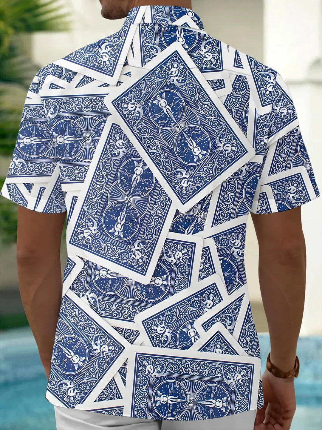 Alohadaddy® Casual Poker Art Print Chest Pocket Men&