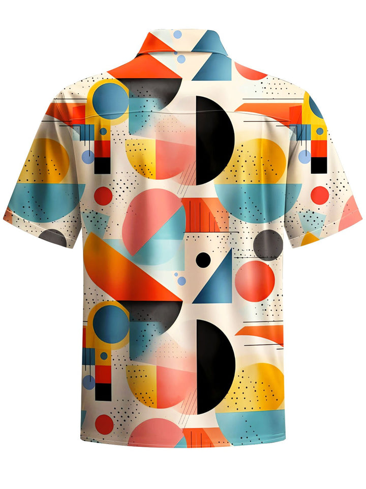 Alohadaddy® Vintage Geometric Art Print Chest Pocket Mens Wicking Short Sleeve Shirt Big &amp; Tall