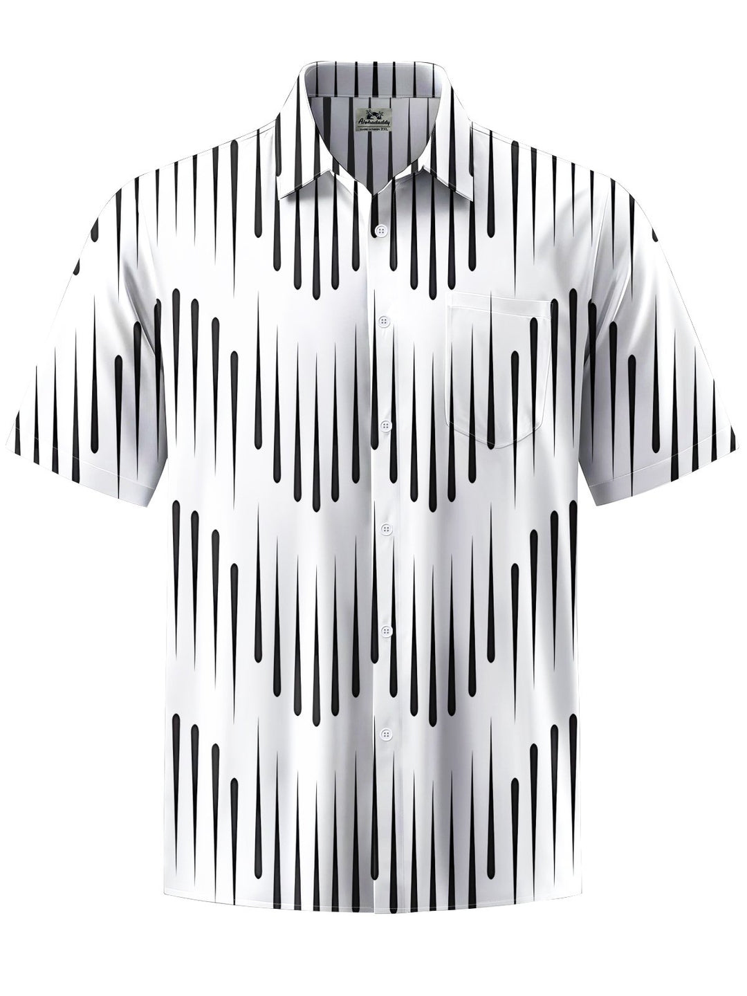 Alohadaddy® Casual Stripe Art Print Chest Pocket Men&