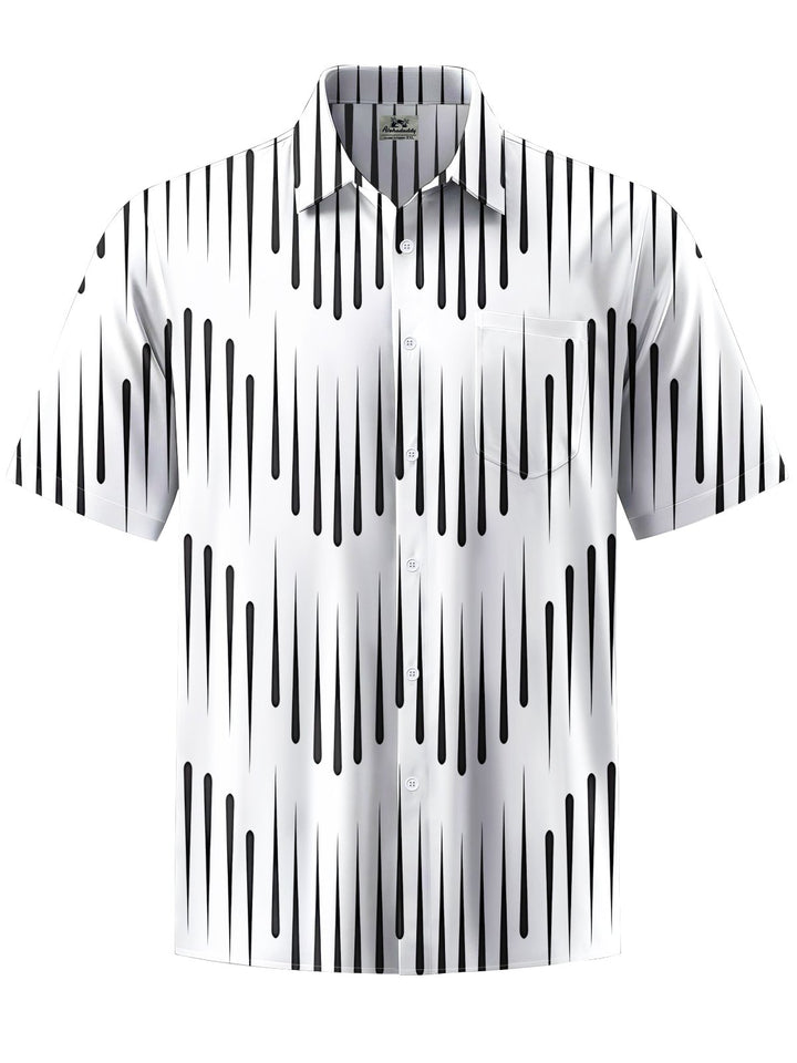 Alohadaddy® Casual Stripe Art Print Chest Pocket Men&