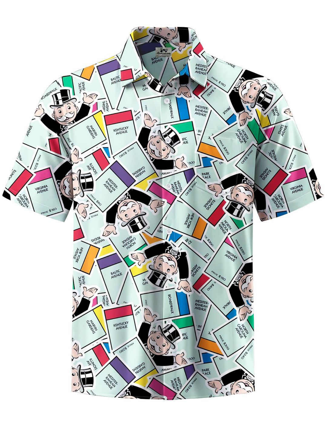 Alohadaddy® Retro Casual Geometric Cartoon Print Art Chest Pocket Men&