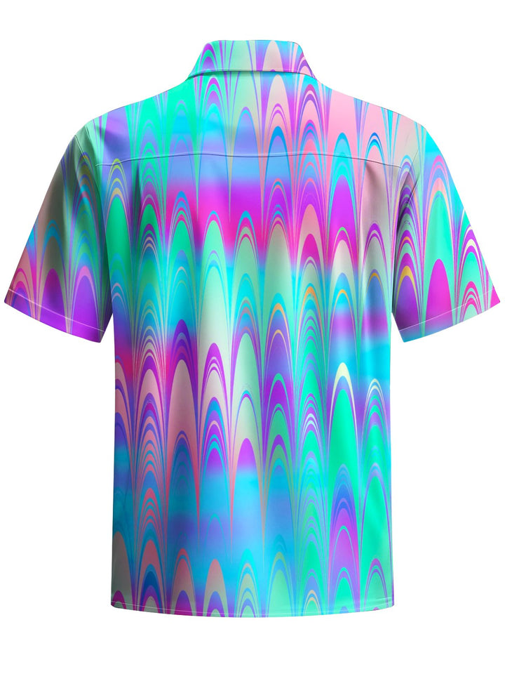 Alohadaddy® Casual Abstract Texture Art Print Chest Pocket Men&