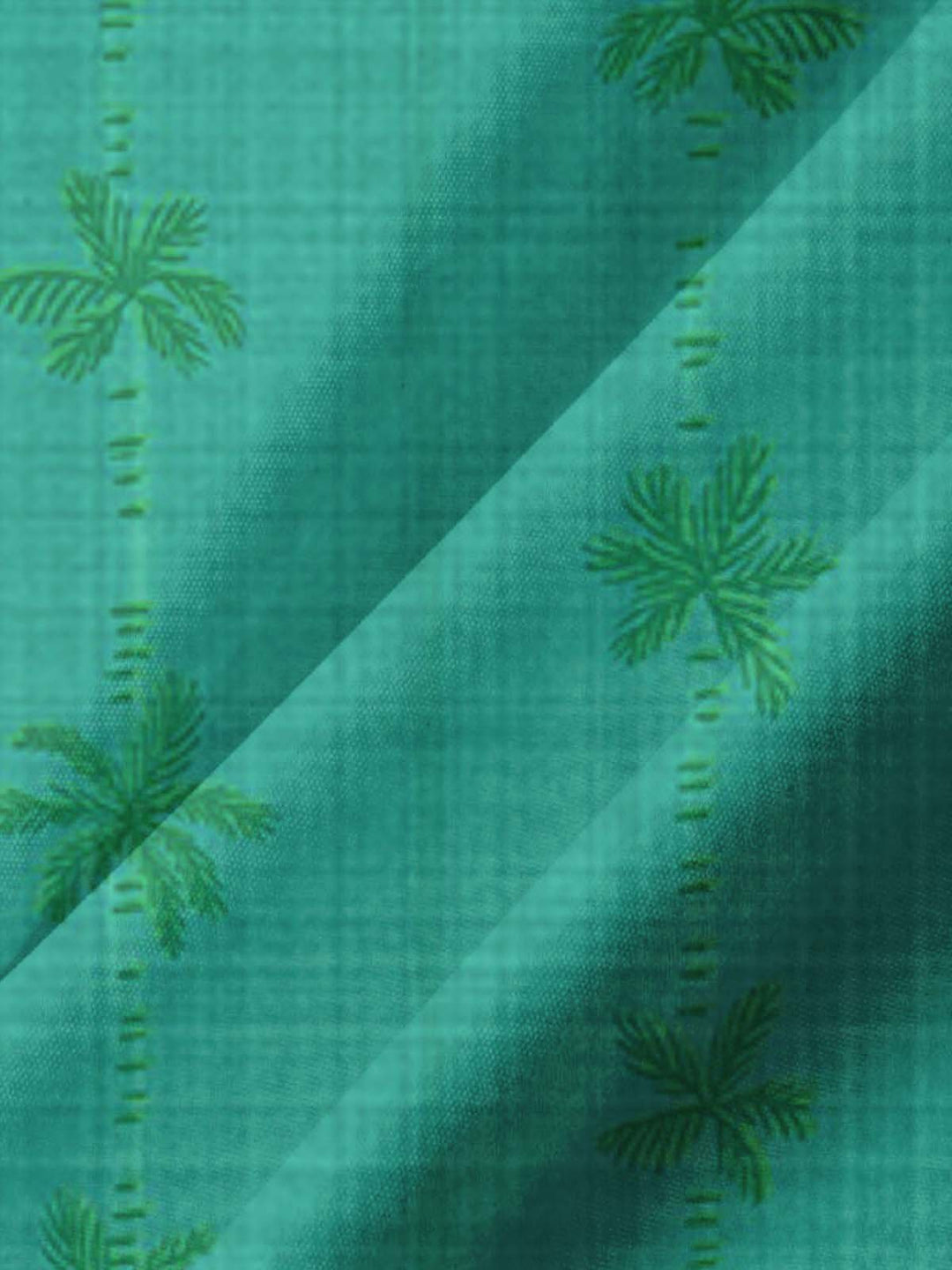 Alohadaddy® Casual Striped Coconut Tree Art Print Chest Pocket Men&