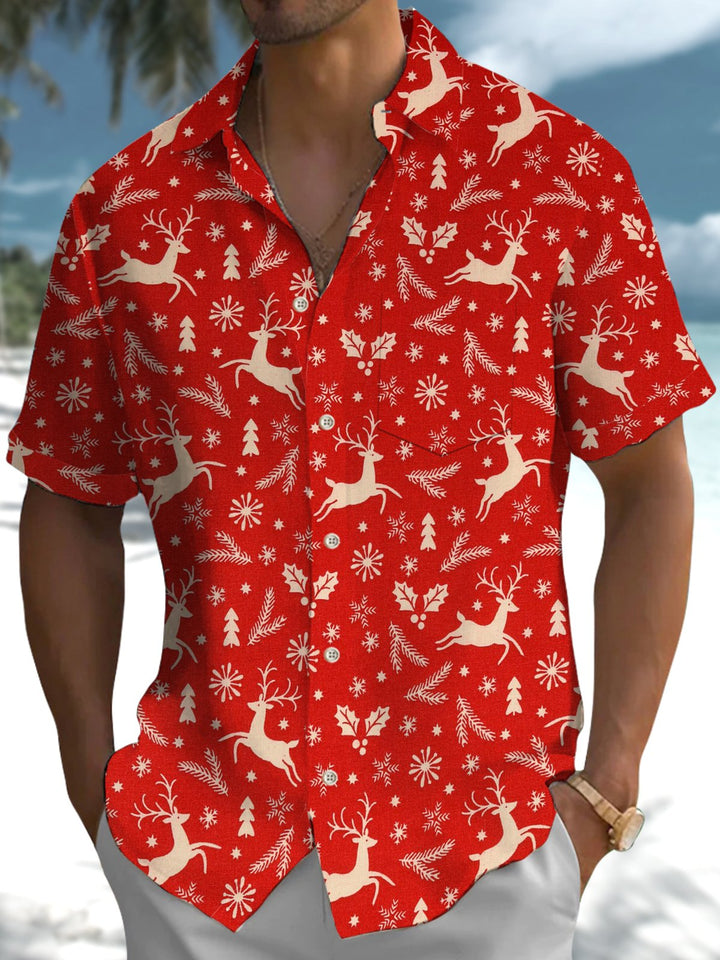 Alohadaddy® Christmas Elk Print Art Pocket Stretch Men&