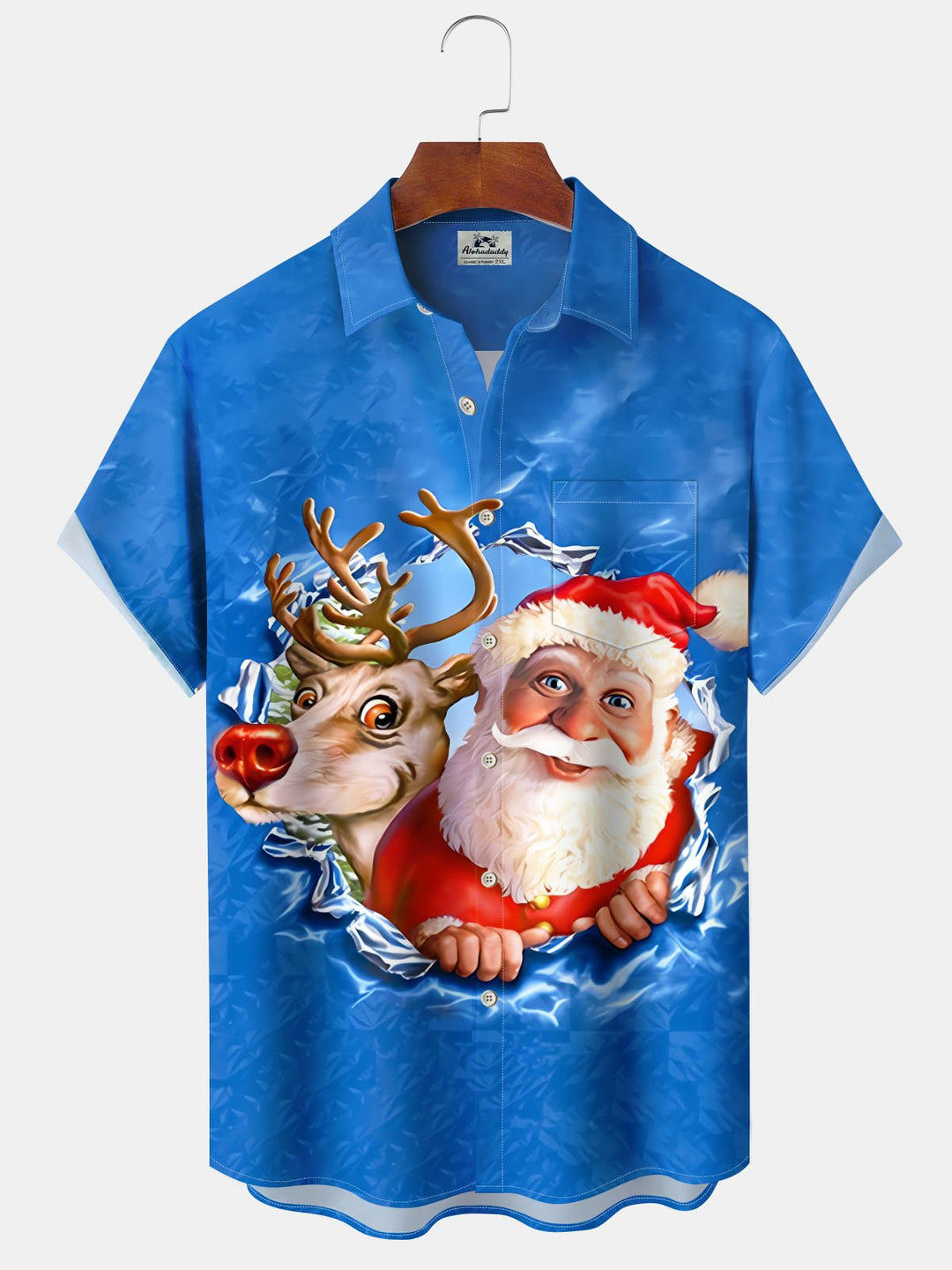 Alohadaddy® Christmas Santa Claus Elk Print Pocket Elastic Button Men&