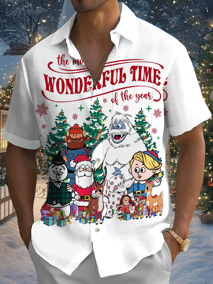 Alohadaddy® Christmas Retro Cartoon Christmas Tree Print Pocket Stretch Men&