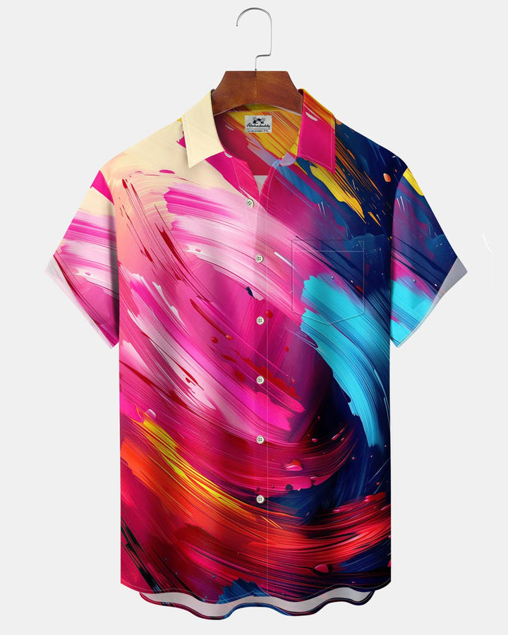 Alohadaddy® Casual Geometric Print Art Button Pocket Cardigan Men&