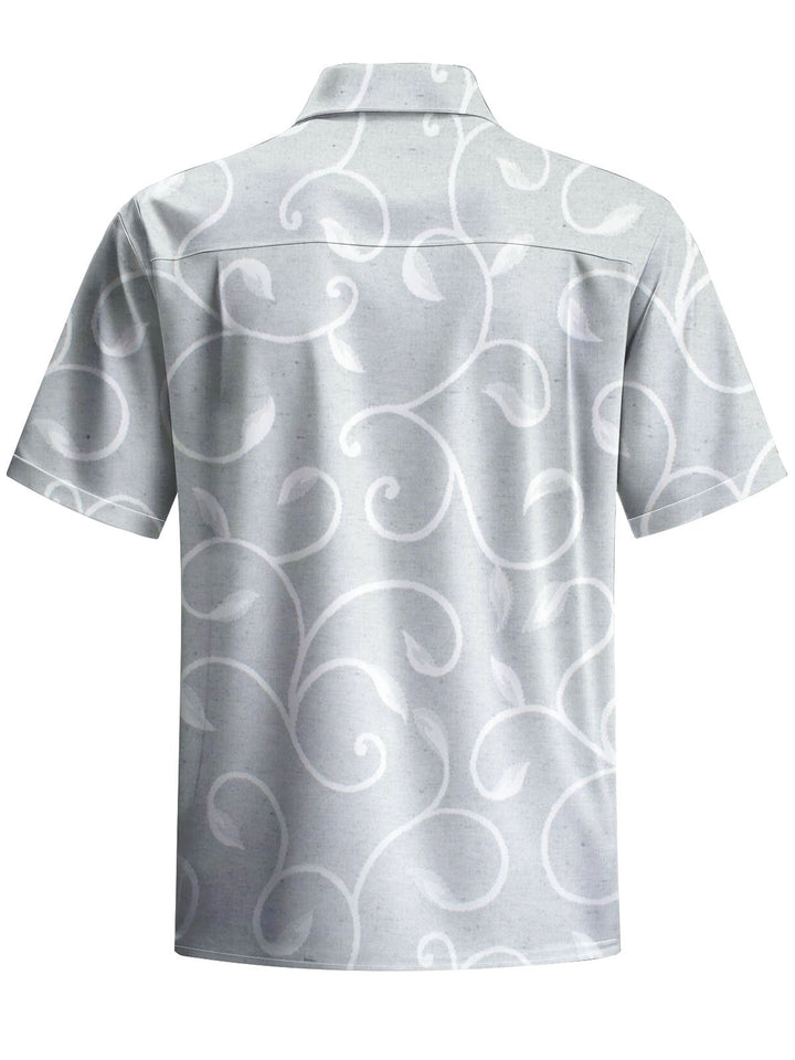 Alohadaddy® Casual Leaves Print Chest Pocket Men&